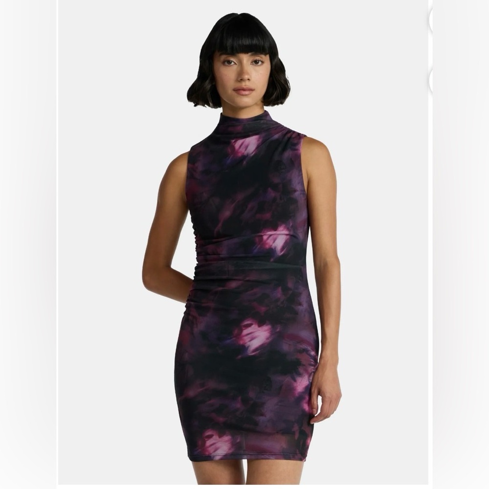 Chic Sleeveless Purple and Black Mini Dress